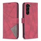 For Samsung Galaxy S24+ 5G Magnetic Buckle Rhombus Texture Leather Phone Case(Red) - 1