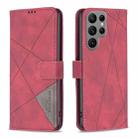 For Samsung Galaxy S24 Ultra 5G Magnetic Buckle Rhombus Texture Leather Phone Case(Red) - 1
