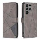 For Samsung Galaxy S24 Ultra 5G Magnetic Buckle Rhombus Texture Leather Phone Case(Grey) - 1