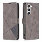 For Samsung Galaxy S24 5G Magnetic Buckle Rhombus Texture Leather Phone Case(Grey) - 1