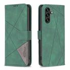 For Samsung Galaxy A35 Magnetic Buckle Rhombus Texture Leather Phone Case(Green) - 1