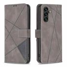 For Samsung Galaxy A35 Magnetic Buckle Rhombus Texture Leather Phone Case(Grey) - 1