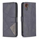 For Samsung Galaxy Xcover 7 Magnetic Buckle Rhombus Texture Leather Phone Case(Black) - 1