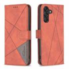 For Samsung Galaxy M55 Magnetic Buckle Rhombus Texture Leather Phone Case(Brown) - 1