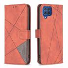 For Samsung Galaxy M62/F62 Magnetic Buckle Rhombus Texture Leather Phone Case(Brown) - 1