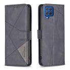 For Samsung Galaxy M62/F62 Magnetic Buckle Rhombus Texture Leather Phone Case(Black) - 1