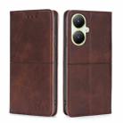 For vivo Y35+ 5G Cow Texture Magnetic Leather Phone Case(Dark Brown) - 1