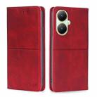 For vivo Y35+ 5G Cow Texture Magnetic Leather Phone Case(Red) - 1