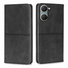 For vivo Y03 4G Cow Texture Magnetic Leather Phone Case(Black) - 1