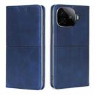 For vivo iQOO Z9 Turbo Cow Texture Magnetic Leather Phone Case(Blue) - 1