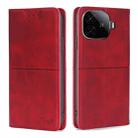 For vivo iQOO Z9 Turbo Cow Texture Magnetic Leather Phone Case(Red) - 1