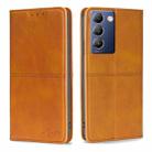 For vivo Y100 5G IDN Cow Texture Magnetic Leather Phone Case(Light Brown) - 1