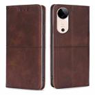 For vivo S19 Cow Texture Magnetic Leather Phone Case(Dark Brown) - 1