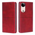 For vivo S19 Cow Texture Magnetic Leather Phone Case(Red) - 1