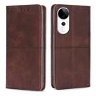 For vivo S19 Pro Cow Texture Magnetic Leather Phone Case(Dark Brown) - 1