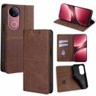 For vivo V50 5G Cow Texture Magnetic Leather Phone Case(Dark Brown) - 1