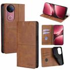 For vivo V50 5G Cow Texture Magnetic Leather Phone Case(Light Brown) - 1