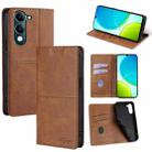 For vivo Y29s 5G / Y04 4G Cow Texture Magnetic Leather Phone Case(Light Brown) - 1