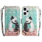 For Xiaomi Poco F5/Redmi Note 12 Turbo 3D Colored Horizontal Flip Leather Phone Case(Black White Cat) - 1
