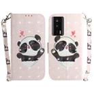 For Xiaomi Poco F5 Pro / Redmi K60 3D Colored Horizontal Flip Leather Phone Case(Heart Panda) - 1