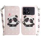 For Xiaomi Redmi K70E / Poco X6 Pro 3D Colored Horizontal Flip Leather Phone Case(Heart Panda) - 1