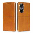 For Honor 90 5G Cow Texture Magnetic Leather Phone Case(Light Brown) - 1