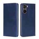 For ZTE Axon 40 Lite Cow Texture Magnetic Leather Phone Case(Blue) - 1