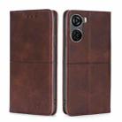 For ZTE Axon 40 Lite Cow Texture Magnetic Leather Phone Case(Dark Brown) - 1