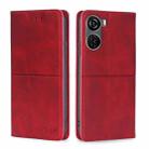 For ZTE Axon 40 Lite Cow Texture Magnetic Leather Phone Case(Red) - 1