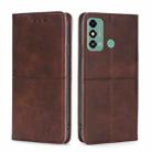 For ZTE Blade A53 4G Cow Texture Magnetic Leather Phone Case(Dark Brown) - 1