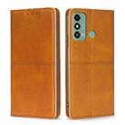 For ZTE Blade A53 4G Cow Texture Magnetic Leather Phone Case(Light Brown) - 1