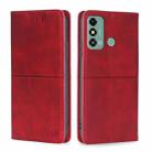 For ZTE Blade A53 4G Cow Texture Magnetic Leather Phone Case(Red) - 1