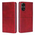 For ZTE Anshin Family Cow Texture Magnetic Leather Phone Case(Red) - 1