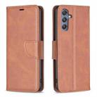 For Samsung Galaxy M34 5G Lambskin Texture Pure Color Flip Leather Phone Case(Brown) - 1