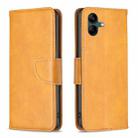 For Samsung Galaxy A05 Lambskin Texture Pure Color Flip Leather Phone Case(Yellow) - 1