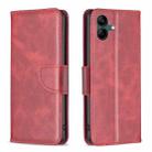 For Samsung Galaxy A05 Lambskin Texture Pure Color Flip Leather Phone Case(Red) - 1