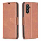 For Samsung Galaxy A05s Lambskin Texture Pure Color Flip Leather Phone Case(Brown) - 1