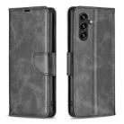 For Samsung Galaxy A15 Lambskin Texture Pure Color Flip Leather Phone Case(Black) - 1