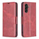 For Samsung Galaxy A15 Lambskin Texture Pure Color Flip Leather Phone Case(Red) - 1