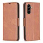 For Samsung Galaxy A15 Lambskin Texture Pure Color Flip Leather Phone Case(Brown) - 1