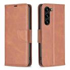 For Samsung Galaxy S24+ 5G Lambskin Texture Pure Color Flip Leather Phone Case(Brown) - 1