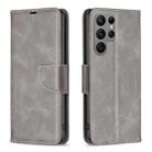 For Samsung Galaxy S24 Ultra 5G Lambskin Texture Pure Color Flip Leather Phone Case(Grey) - 1