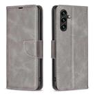 For Samsung Galaxy A35 Lambskin Texture Pure Color Flip Leather Phone Case(Grey) - 1