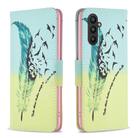 For Samsung Galaxy A25 5G Colored Drawing Pattern Leather Phone Case(Feather) - 1