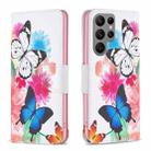 For Samsung Galaxy S24 Ultra 5G Colored Drawing Pattern Leather Phone Case(Butterflies) - 1