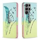 For Samsung Galaxy S24 Ultra 5G Colored Drawing Pattern Leather Phone Case(Feather) - 1
