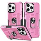 For iPhone 15 Pro Ring Holder Armor Hybrid Phone Case(Pink) - 1