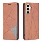 For Samsung Galaxy S23 FE 5G Rhombus Texture Magnetic Leather Phone Case(Brown) - 1