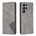 For Samsung Galaxy S24 Ultra 5G Rhombus Texture Magnetic Leather Phone Case(Grey) - 1