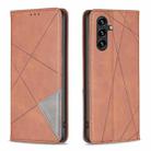 For Samsung Galaxy A35 Rhombus Texture Magnetic Leather Phone Case(Brown) - 1